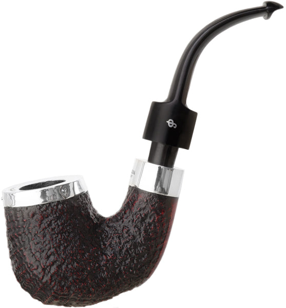 Peterson Pipes House Pipe House Pipe Sandblasted Silver Cap Bent P-Lip