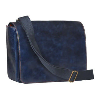 4TH GENERATION LEATHER MESSENGER BAG NAVY BLUE